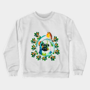 Love - Pug and Bird Crewneck Sweatshirt